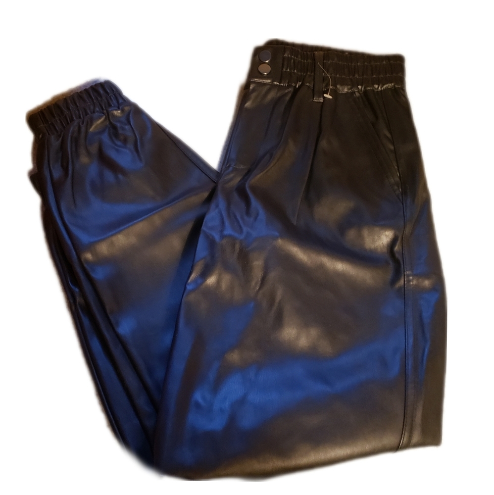 No Boundaries Black Faux Leather PU Jogger Pants- Sz 3